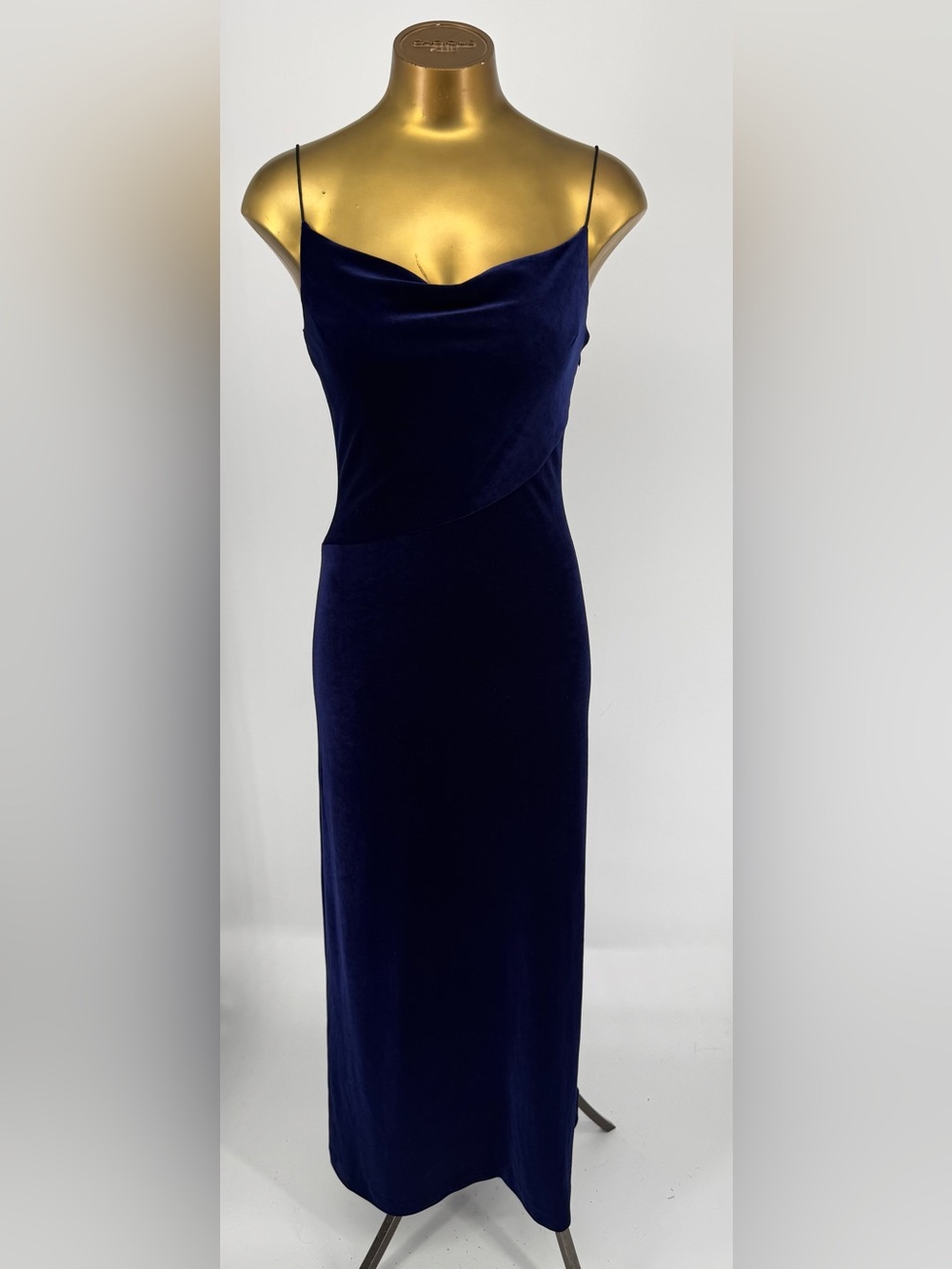 Rimini by Show Cobalt Blue Velvet Cowl Neck Slip Dress